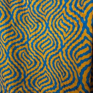 Ilana Kohn wavy fun orange blue print silk tank dress - size large